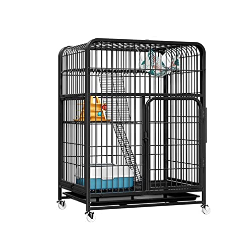 Katzenkäfig Indoor-Katzenlaufstall Eisen-Katzenkäfige Katzenvilla Großer Freiraum Katzenkäfighaus Kleines Katzenhaus Outdoor-Haushalt Innenzwinger für Katze (Color : Black, Size : Third Floor) von YZJSSL