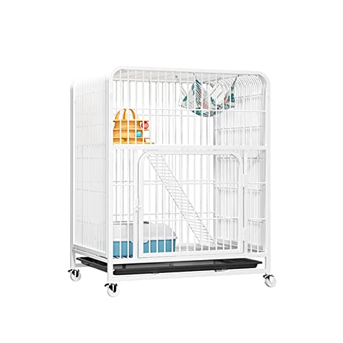 Katzenkäfig Indoor-Katzenlaufstall Eisen-Katzenkäfige Katzenvilla Großer Freiraum Katzenkäfighaus Kleines Katzenhaus Outdoor-Haushalt Innenzwinger für Katze (Color : White, Size : Second Floor) von YZJSSL