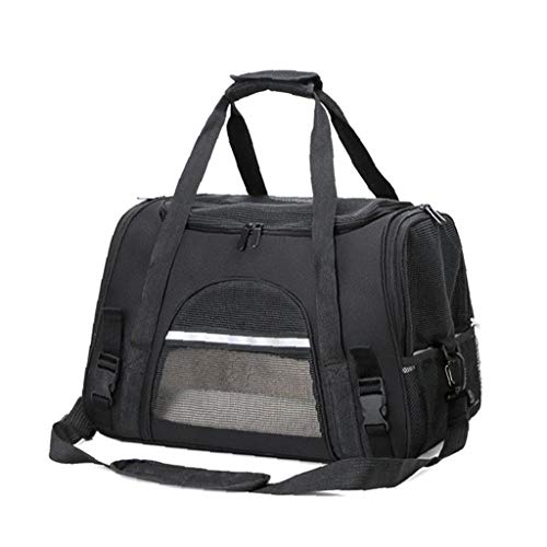 YZLSM Pet Carrier Bags Transport Pet Bag with Locking Safety Zippers Portable Breathable Foldable for Pet Dog Cat Black Pet Bag von YZLSM