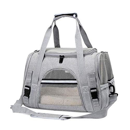 YZLSM Pet Carrier Bags Transport Pet Bag with Locking Safety Zippers Portable Breathable Foldable for Pet Dog Cat Grey Pet Bag von YZLSM