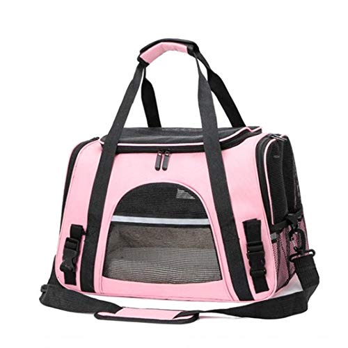 YZLSM Pet Carrier Bags Transport Pet Bag with Locking Safety Zippers Portable Breathable Foldable for Pet Dog Cat Pink Pet Bag von YZLSM