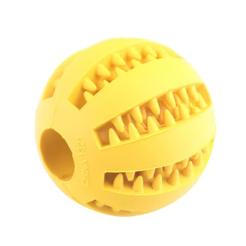 YZLYJ 2 Stück langlebiges Hundespielzeug für aggressive Kauer, robustes Hundespielzeug mit Naturkautschuk für große und mittelgroße Hunde (gelb, 5 cm) von YZLYJ