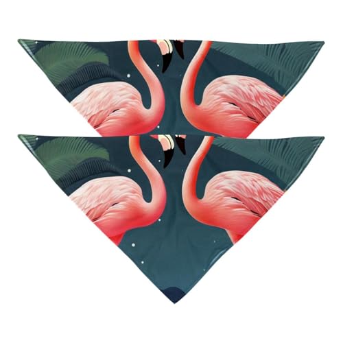 Hundehalstuch, Haustierzubehör für Hundeliebhaber, Haustierhalstuch, 2 Stück, Blumen-Flamingos, Dschungelmond, Hundeschal von YZUOUZY