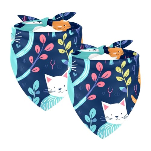 Hundehalstuch, Haustierzubehör für Hundeliebhaber, Haustierhalstuch, 2 Stück, Cartoon-Katze, Vogel, Blume, Herz, Hundeschal Hundehalstuch, Haustierzubehör für Hundeliebhaber, Haustierhalstuch, 2 Stück, Cartoon-Katze, Vogel, Blume, Herz, Hundeschal von YZUOUZY