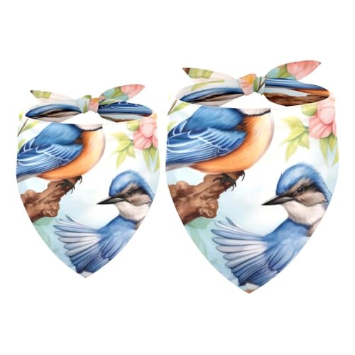 Hundehalstuch, Haustierzubehör für Hundeliebhaber, Haustierhalstuch, 2 Stück, Vogel-Blumen, Garten, Fluss, Hundeschal Hundehalstuch, Haustierzubehör für Hundeliebhaber, Haustierhalstuch, 2 Stück, Vogel-Blumen, Garten, Fluss, Hundeschal von YZUOUZY