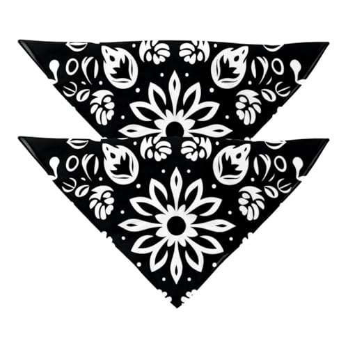 Hundehalstuch, Haustierzubehör für Hundeliebhaber, Haustierhalstuch, 2 Stück, schwarz-weiß, Blumen-Motiv, Hundeschal Hundehalstuch, Haustierzubehör für Hundeliebhaber, Haustierhalstuch, 2 Stück, schwarz-weiß, Blumen-Motiv, Hundeschal von YZUOUZY