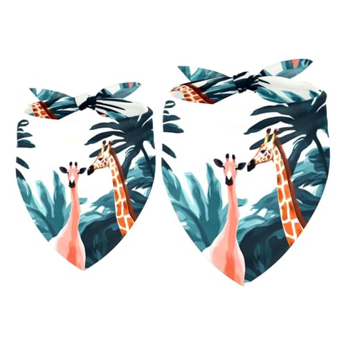 Hundehalstuch, Hochzeitsfoto-Requisite, quadratisches Lätzchen, Haustierzubehör, 2 Stück, Flamingo-Giraffe, Palme, Hundeschal Hundehalstuch, Hochzeitsfoto-Requisite, quadratisches Lätzchen, Haustierzubehör, 2 Stück, Flamingo-Giraffe, Palme, Hundeschal von YZUOUZY