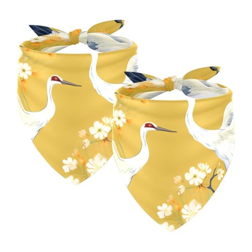 Hundehalstuch, Hochzeitsfoto-Requisite, quadratisches Lätzchen, Haustierzubehör, 2 Stück, Vogel- und Blumenkranich, Hundeschal Hundehalstuch, Hochzeitsfoto-Requisite, quadratisches Lätzchen, Haustierzubehör, 2 Stück, Vogel- und Blumenkranich, Hundeschal von YZUOUZY