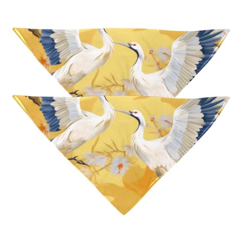 Hundehalstuch, Hochzeitsfoto-Requisite, quadratisches Lätzchen, Haustierzubehör, 2 Stück, Vogel- und Blumenkranich, Hundeschal Hundehalstuch, Hochzeitsfoto-Requisite, quadratisches Lätzchen, Haustierzubehör, 2 Stück, Vogel- und Blumenkranich, Hundeschal von YZUOUZY