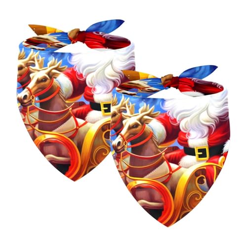 Hundehalstuch, Zubehör für kleine, mittelgroße und große Haustiere, Hunde und Katzen, 2 Stück, Heiligabend, Weihnachtsmann, Hirsch, Hundeschal Hundehalstuch, Zubehör für kleine, mittelgroße und große Haustiere, Hunde und Katzen, 2 Stück, Heiligabend, Weihnachtsmann, Hirsch, Hundeschal von YZUOUZY