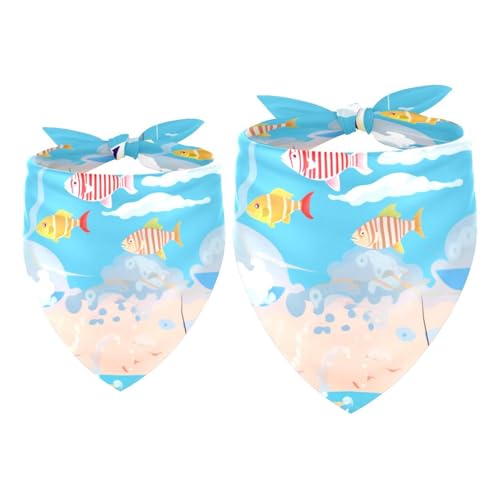 Hundehalstuch, Zubehör für kleine, mittelgroße und große Haustiere, Hunde und Katzen, 2 Stück, buntes Fisch-Oktopus-Ozean, Hundeschal Hundehalstuch, Zubehör für kleine, mittelgroße und große Haustiere, Hunde und Katzen, 2 Stück, buntes Fisch-Oktopus-Ozean, Hundeschal von YZUOUZY