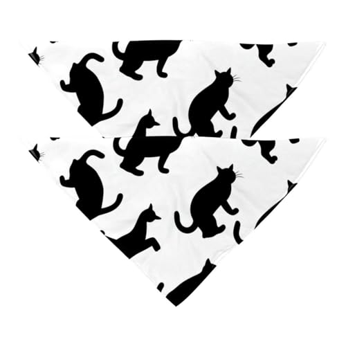 Hundehalstuch, Zubehör für kleine, mittelgroße und große Haustiere, Hunde und Katzen, 2 Stück, niedliche Katzen-Silhouette, Hundeschal von YZUOUZY