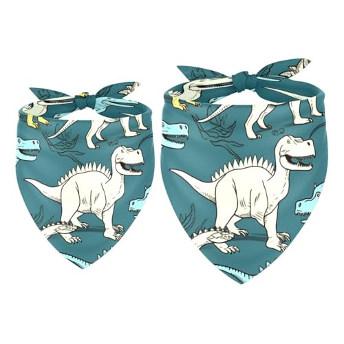 Hundehalstuch, Zubehör für kleine, mittelgroße und große Haustiere, Hunde und Katzen, 2 Stück, weißer Dinosaurier-Motiv, Hundeschal Hundehalstuch, Zubehör für kleine, mittelgroße und große Haustiere, Hunde und Katzen, 2 Stück, weißer Dinosaurier-Motiv, Hundeschal von YZUOUZY