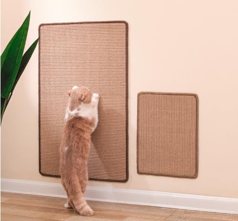 Kratzmatte Katz, 2 Stück Kratzmatte Selbstklebend Sisal, Kratzteppich Katze 60 x 40, Kratzbrett Wand 30 x 40 cm, für Sofa Möbel Tür Kratzschutz von Yabound