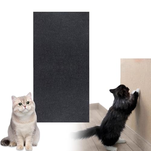 Cat Scratching Mat, Cat Wall Scratcher, Cat Furniture Protector, Couch Cat Scratch Protector Self-Adhesive for Shelves Steps Wall Couch Furniture Protector (Black,L) von Yaepoip