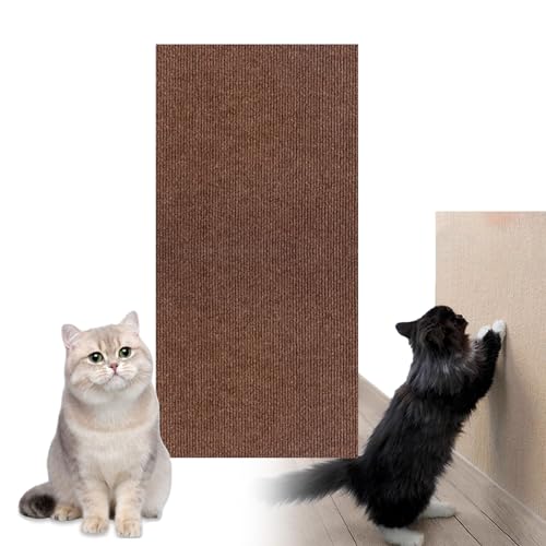 Cat Scratching Mat, Cat Wall Scratcher, Cat Furniture Protector, Couch Cat Scratch Protector Self-Adhesive for Shelves Steps Wall Couch Furniture Protector (Brown,L) von Yaepoip