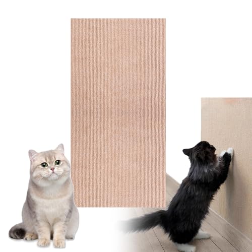 Cat Scratching Mat, Cat Wall Scratcher, Cat Furniture Protector, Couch Cat Scratch Protector Self-Adhesive for Shelves Steps Wall Couch Furniture Protector (Khaki,L) von Yaepoip