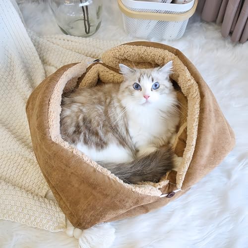 2-In-1-Kuschelbett Und Decke Fur Katzen - Warmes Haus, Waschbares Katzencouchbett, Schlafversteck Für Kleine Mittelgroße Katzen Und(M) von Yagerod