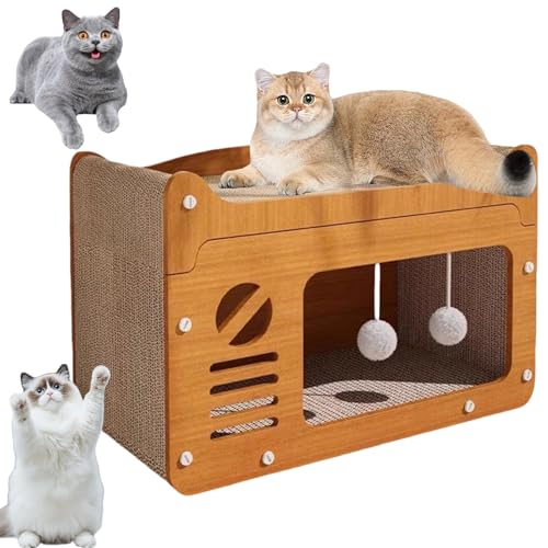 Cardboard Cat House, Katzen Krallen Lounge, Scratching Box for Cats, Luxurioses Mehrstockiges Kratzhaus, Scratching Pad Lounge Scratching Cardboard House with Cave(L) von Yagerod