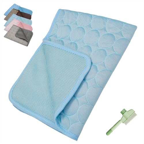 Emmalove - Kühlmatte Für Den Sommer, kühlmatte für hunde, Kühlkissen Katze Ohne Gel, Foldable & Washable Summer Blanket for Kennel, Travel, Bed, Cars, Indoor and Outdoor Use(Hellblau,M(62x52cm)) von Yagerod