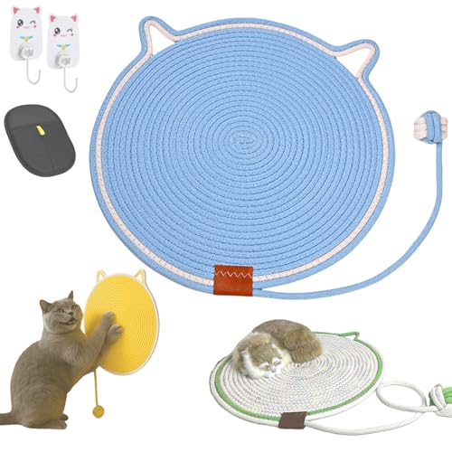 Kratzwunder Doppel-Kratzmatte Katze, Kratzspielzeug & Teppichschutz, Katzenbett mit Kratzmatte 2 und 1, Schutz für Möbel & Teppiche, 35/43 / 50/60 cm Verschiedene Größen(Blau,50cm) von Yagerod