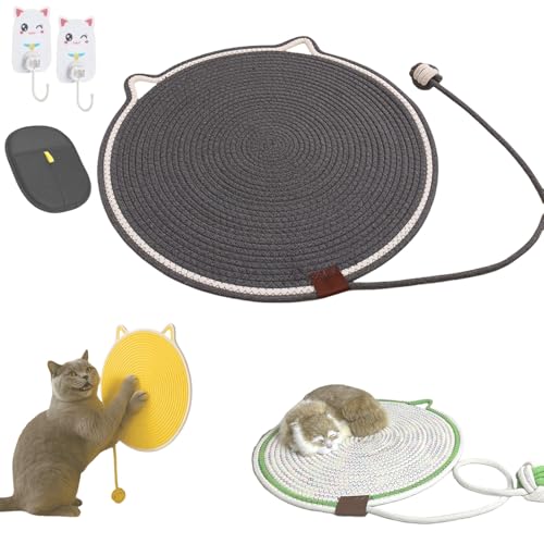 Kratzwunder Doppel-Kratzmatte Katze, Kratzspielzeug & Teppichschutz, Katzenbett mit Kratzmatte 2 und 1, Schutz für Möbel & Teppiche, 35/43 / 50/60 cm Verschiedene Größen(Grau,50cm) von Yagerod