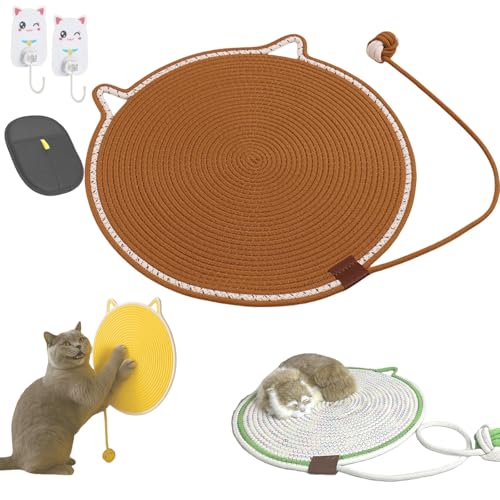 Kratzwunder Doppel-Kratzmatte Katze, Kratzspielzeug & Teppichschutz, Katzenbett mit Kratzmatte 2 und 1, Schutz für Möbel & Teppiche, 35/43 / 50/60 cm Verschiedene Größen(Khaki,50cm) von Yagerod