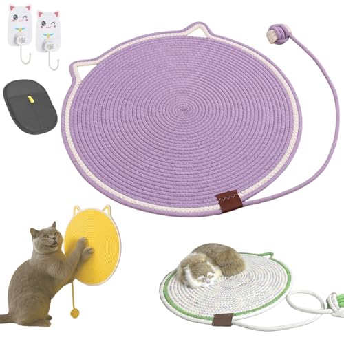 Kratzwunder Doppel-Kratzmatte Katze, Kratzspielzeug & Teppichschutz, Katzenbett mit Kratzmatte 2 und 1, Schutz für Möbel & Teppiche, 35/43 / 50/60 cm Verschiedene Größen(Lila,50cm) von Yagerod