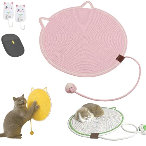 Kratzwunder Doppel-Kratzmatte Katze, Kratzspielzeug & Teppichschutz, Katzenbett mit Kratzmatte 2 und 1, Schutz für Möbel & Teppiche, 35/43 / 50/60 cm Verschiedene Größen(Rosa,43cm) von Yagerod