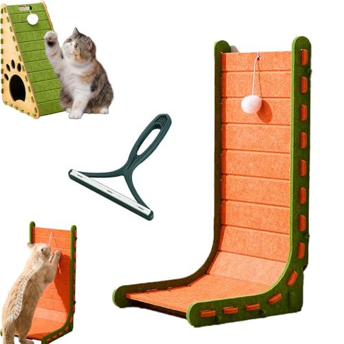 Mellowkin Katzenkratzbaum, 90° L-förmiges Kratzbrett zur Wandmontage, 3D-Filzmaterial, Kratzfest und splitterfrei, gegen Langeweile bei Katzen, verhindert das Kratzen an Möbeln (A-1, 30CM) von Yagerod