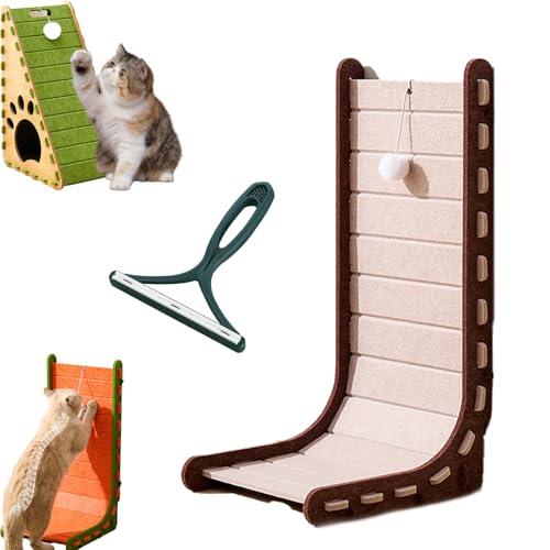 Mellowkin Katzenkratzbaum, 90° L-förmiges Kratzbrett zur Wandmontage, 3D-Filzmaterial, Kratzfest und splitterfrei, gegen Langeweile bei Katzen, verhindert das Kratzen an Möbeln (A-2, 30CM) von Yagerod