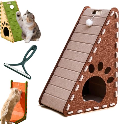 Mellowkin Katzenkratzbaum, 90° L-förmiges Kratzbrett zur Wandmontage, 3D-Filzmaterial, Kratzfest und splitterfrei, gegen Langeweile bei Katzen, verhindert das Kratzen an Möbeln (B-2, 60CM) von Yagerod