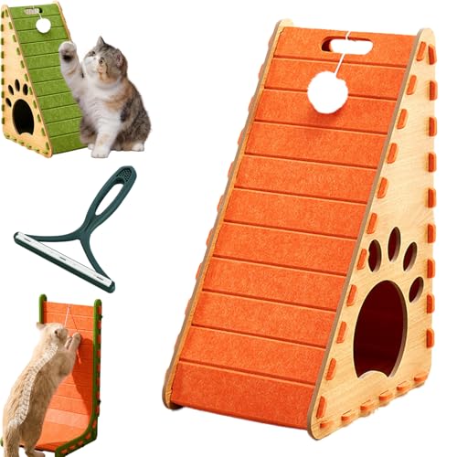 Mellowkin Katzenkratzbaum, 90° L-förmiges Kratzbrett zur Wandmontage, 3D-Filzmaterial, Kratzfest und splitterfrei, gegen Langeweile bei Katzen, verhindert das Kratzen an Möbeln (B-3, 60CM) von Yagerod