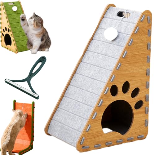 Mellowkin Katzenkratzbaum, 90° L-förmiges Kratzbrett zur Wandmontage, 3D-Filzmaterial, Kratzfest und splitterfrei, gegen Langeweile bei Katzen, verhindert das Kratzen an Möbeln (B-6, 60CM) von Yagerod