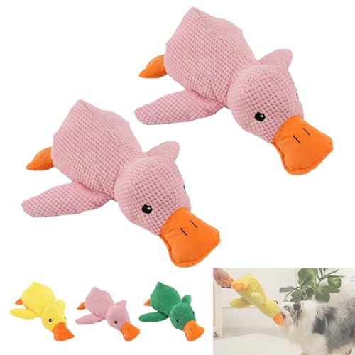 Noovelo Caiming Duck Toy, Calming Duck Dog Toy, Mellow Dog Calming Duck, Yellow Duck Dog Toy, Interactive Play, Firm, Soft, Crinkly, for Small to Large Dogs (B1 * 2) von Yagerod