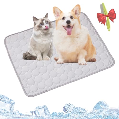 Pfotenfrost Hund Kühlmatte, Pfotenfrost Matte Hund, 3-Layer System, Self-Cooling Mat, Self-Cooling, Breathable, Pet Washable for Home, Car, Garden or On The Go(A-gris,S) von Yagerod