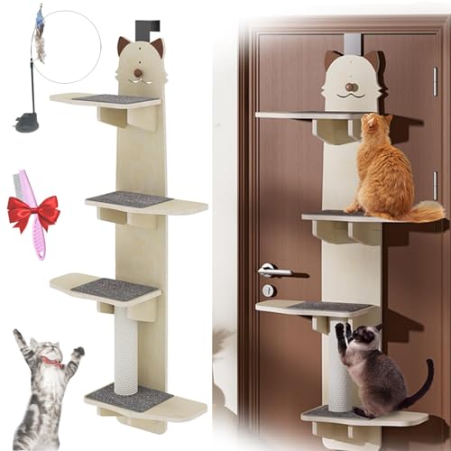 Vertical Door Hanging cat Shelf, Door Hanging cat Shelves, Cat Tree Door Hanger Mounted Cat Shelves C-at Ladder, 4-Levels Over Door Cat Climber for Indoor Cats for Cats to Play and Sleep Vertical Door Hanging cat Shelf, Door Hanging cat Shelves, Cat Tree Door Hanger Mounted Cat Shelves C-at Ladder, 4-Levels Over Door Cat Climber for Indoor Cats for Cats to Play and Sleep von Yagerod