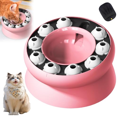 Vier Pfotenmarkt Schnurnapf, Anti-Schling-Napf fur gesunde Futtergewohnheiten, Spannendes Futterungsspiel mit drehbaren Turmen(Pink) von Yagerod