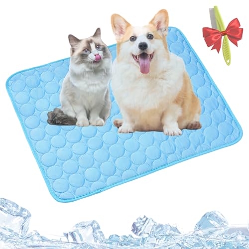 Yagerod Pelzbarn Kühlmatte, Pelzbarn Kühlendes Sofabett, Dreilagig Für Optimale Kühlung, Vorbeugung Von Hitzestress Und Dehydration, Reduziere Stress Durch Hohe Temperaturen(A-bleu,M) von Yagerod