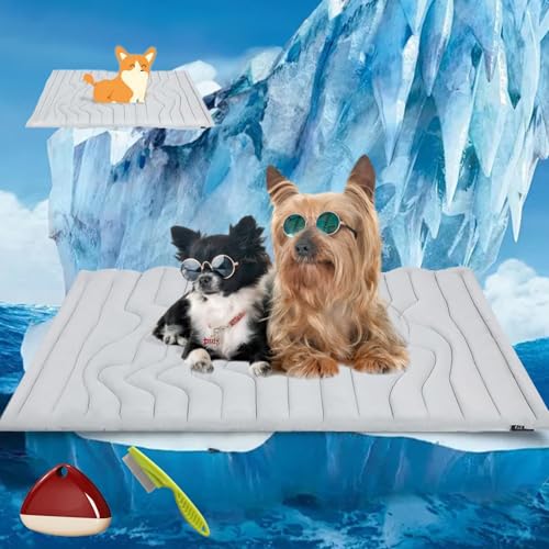 Yagerod Pfotenchill Kuhlmatte fur Hunde, Die Innovative Kuhlmatte fur Hunde, Kühlmatte Hund Aus Kühlgewebe Wendbar, Schütze Deinen Hund Vor Einem Hitzschlag, für Zuhause, Unterwegs oder im Auto(S) von Yagerod