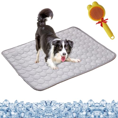Yagerod Pfotenfrost Matte, Kühlmatte Für Hunde, Selbstkühlende Kühlmatte Katzen, 3-Schicht Ungiftig Kühlkissen Für Haustiere, Atmungsaktiv Waschbares, Draußen Und Auto (Grau, 150 x 100 cm) von Yagerod