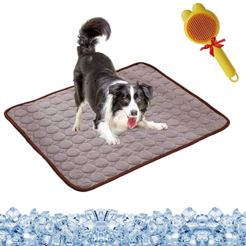 Yagerod Pfotenfrost Matte, Kühlmatte Für Hunde, Selbstkühlende Kühlmatte Katzen, 3-Schicht Ungiftig Kühlkissen Für Haustiere, Atmungsaktiv Waschbares, Draußen Und Auto (Kaffee, 150 x 100 cm) von Yagerod