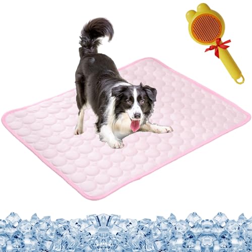 Yagerod Pfotenfrost Matte, Kühlmatte Für Hunde, Selbstkühlende Kühlmatte Katzen, 3-Schicht Ungiftig Kühlkissen Für Haustiere, Atmungsaktiv Waschbares, Draußen Und Auto (Rosa, 150 x 100 cm) von Yagerod