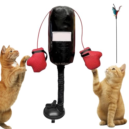 Yagerod Punchpaws - Interaktives Boxspielzeug für Aktive Katzen, Katzen Boxsack Spielzeug, Kreatives Boxsack Kätzchen Boxspielzeug für Katze, Druckvoller Spaß, Erhöht Die Spielzeit von Yagerod