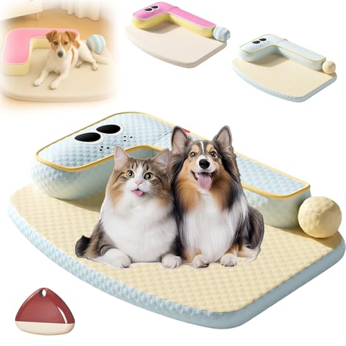 Yagerod Samtkühl, Kühlende EIS - Seidenmatte Für Katzen, Cooling Mat Self-Cooling Bed for Pets, Atmungsaktive Und Kratzfeste Kissen, Kühl, Glucklich Und Entspannt, Cuddly Wall Bed for Cats(Blau,M) von Yagerod