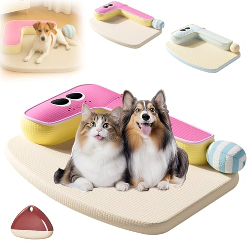 Yagerod Samtkühl, Kühlende EIS - Seidenmatte Für Katzen, Cooling Mat Self-Cooling Bed for Pets, Atmungsaktive Und Kratzfeste Kissen, Kühl, Glucklich Und Entspannt, Cuddly Wall Bed for Cats(Rosa,M) von Yagerod