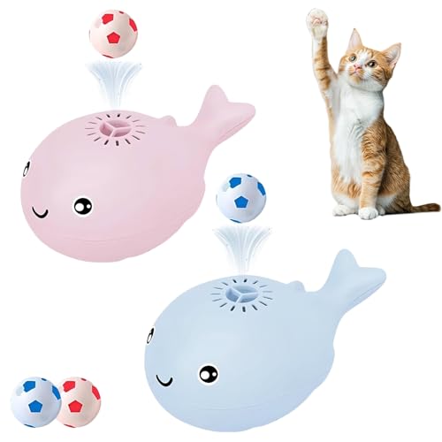 Yagerod Schwebeball-Spiel fur aktive Wohnungskatzen, Whale Floating Cat Toy, Interactive Cat Toy Ball(Blau+Rosa) von Yagerod