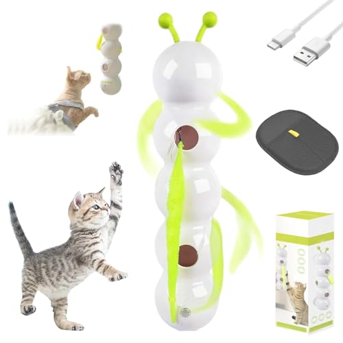 Yagerod Wuselwurm Cat Toy, Smart Motion Katzen Spielzeug mit Wurmdesign, Interaktives Spielzeug für Katzen, Interaktiver Wurmreiz mit Saugnapf für Katzen, Wand & Fenster Montiert Katzenspielzeug von Yagerod
