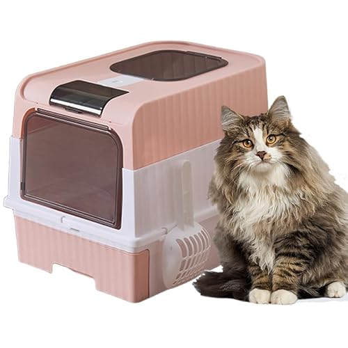 Katzentoilette mit Schaufel, geschlossene Katzentoilette mit Deckel und Klappentür, extra große abgedeckte Katzentoilette mit Aktivkohle-Aufbewahrungsbox für kleine Katzen und Kätzchen, bis zu 5,5 kg, von Yagosodee