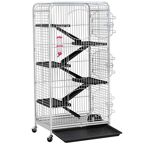 Yahee Nagervoliere Käfig für Erwachsene Ratten Kaninchen Frettchen Chinchillas 64 x 43,7 x 131,2 cm Weiß von Yaheetech